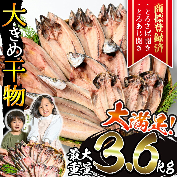 【ふるさと納税】＜選べる重量＞大きめ干物詰合せ＜合計2kg～3.6kg！＞ 干物 セット 詰め合わせ ひもの 魚介類 魚 おかず おつまみ お楽しみ 【みのだ食品】