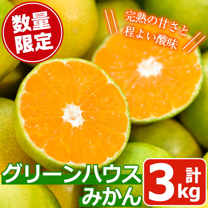 【ふるさと納税】＜先行予約受付中！2026年7月下旬から発送＞鹿児島県産 グリーンハウスみかん(計3kg) みかん ミカン 蜜柑 3kg 柑橘 果物 フルーツ 小ぶり 青果 果実 鹿児島 ギフト 贈答 プレゼント【黒川農園】｜鹿児島県日置市 11,310円