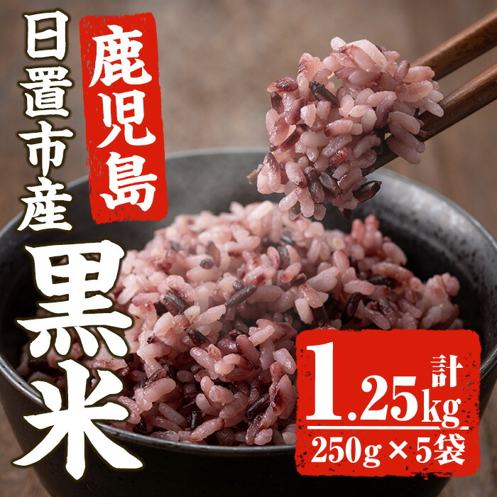 【ふるさと納税】日置市産宮田黒米(計1.25kg・250g×5袋) 国産 九州産 お米 黒米 小分け 玄米 雑穀米 古代米 ご飯 ごはん【末永商店】