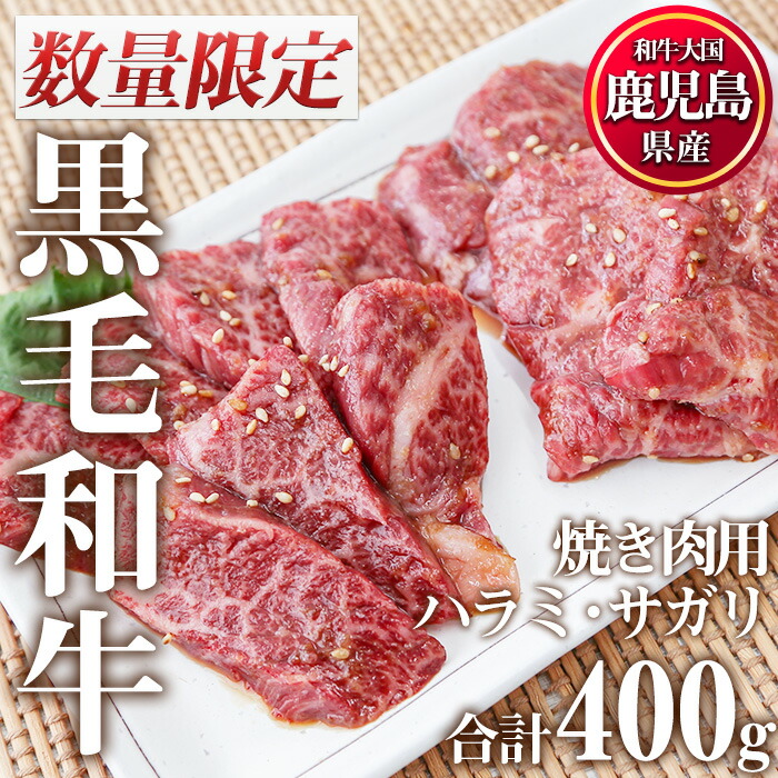 安全 数量限定 鹿児島県産黒毛和牛焼肉セット 合計400g ハラミ焼肉200g×1P サガリ焼肉200g×1P ほどよい霜降りと  味わい深い赤身を贅沢に食べ比べ fucoa.cl