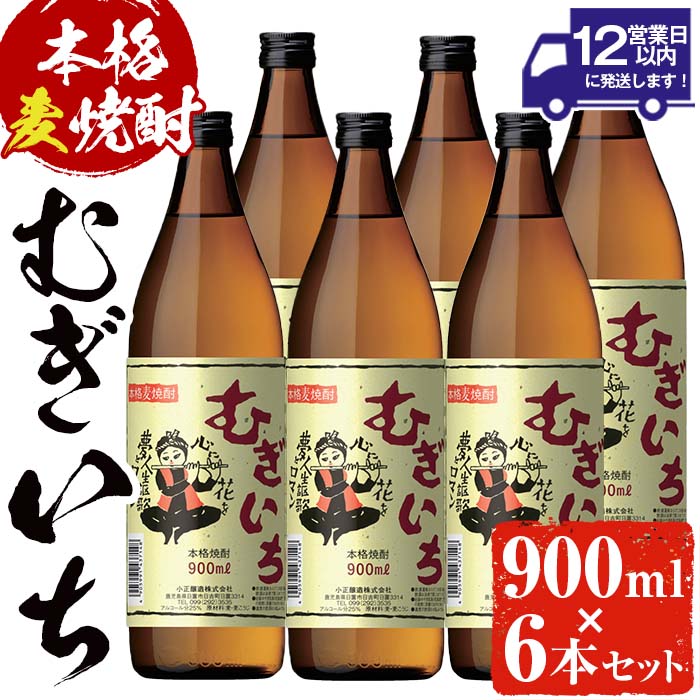 【ふるさと納税】本格麦焼酎むぎいち(900ml×6本・計5.4L) 焼酎 酒 麦 麦焼酎 麹 こうじ ギフト 贈答 アルコール 25％ セット 常温 常温配送 常温保存【小正醸造】