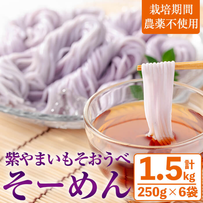 【ふるさと納税】紫やまいも【そおうべ】そーめん(計1.5kg・250g×6袋) そおうべ 紫やまいも やまいも そうめん そーめん 常温 常温保存【曽於市観光協会】