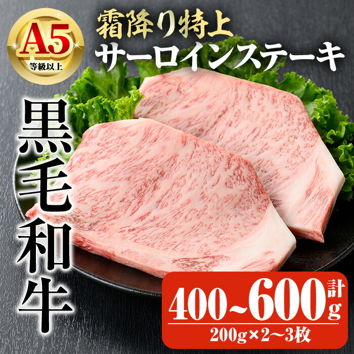 【ふるさと納税】＜選べる内容量＞鹿児島県産A5等級以上黒毛和牛・霜降り特上サーロインステーキ 計400～600g(200g×2～3枚) 国産 鹿児島県産 牛 小分け 冷凍 牛肉 黒毛和牛 ステーキ肉 サーロイン【ビーフ倉薗】