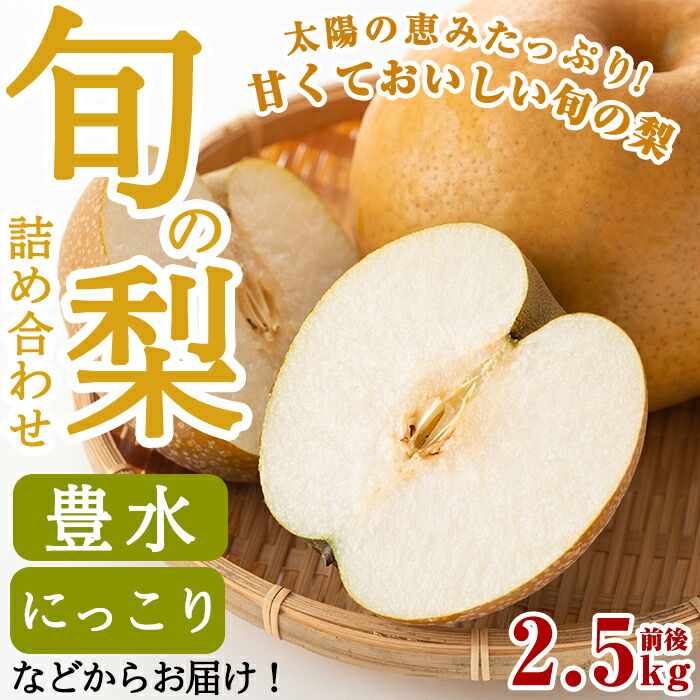 <期間限定!2022年8月中旬〜10月上旬の間に発送予定>梨詰め合わせ(約2.5kg前後)豊水・新高・にっこり等のなしから新鮮な旬のナシをお届け!