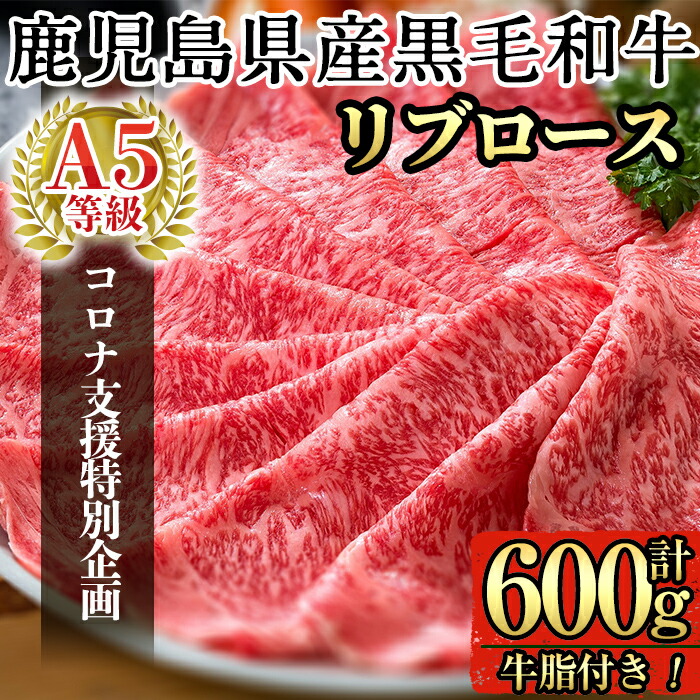特価】 鹿児島県産黒毛和牛肉の中でも最高ランクA5等級のリブロース肉をすき焼き 鹿児島県産黒毛和牛リブロース肉600g 国産 Ａ-5等級 しゃぶしゃぶ用のスライスでお届け  精肉・肉加工品