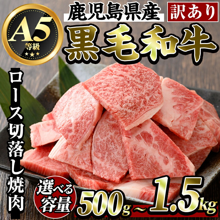 【ふるさと納税】<訳あり・不揃い> 選べる容量!鹿児島県産黒毛和牛<A5等級>ロース切り落とし焼肉(計500g~1.5kg) 牛肉 ヤキニク 焼き肉 国産 鹿児島県産 黒毛和牛 肉 精肉 牛 規格外 【ビーフ倉薗】|鹿児島県霧島市