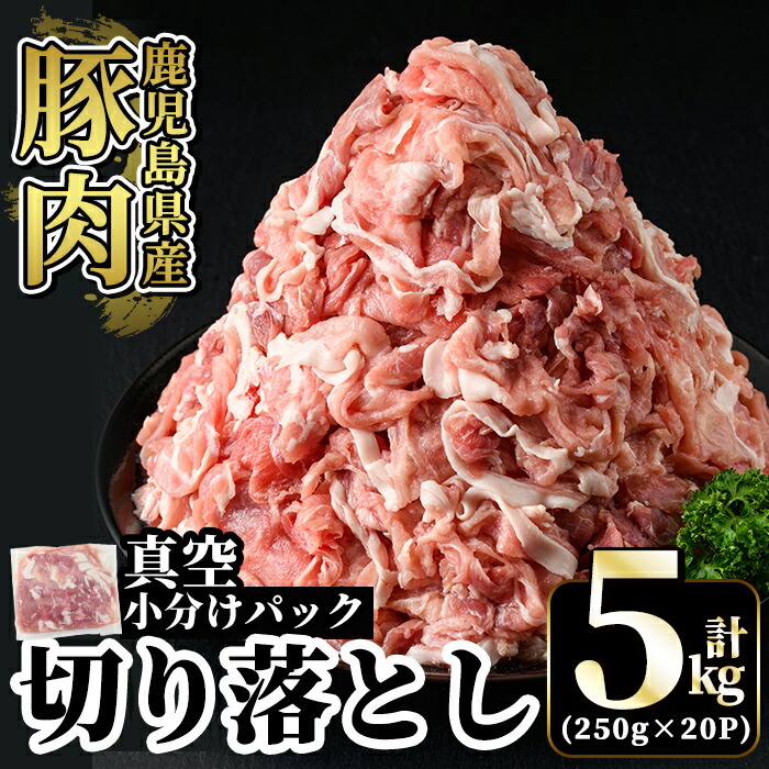 【ふるさと納税】国産！鹿児島県産豚肉切り落とし真空小分け計5kg(250g×20P)肉  豚肉 切り落とし 小分け 真空パック 切落し【肉の豊楽】