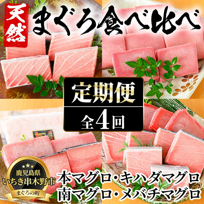 【ふるさと納税】＜定期便・全4回(毎月)＞厳選天然まぐろ食べ比べセット！大トロ・中トロ・赤身・ネギトロ(総量3.2kg)まぐろ 鮪 刺身 海鮮丼 海鮮 魚介 さかな 頒布会【海鮮まぐろ家】