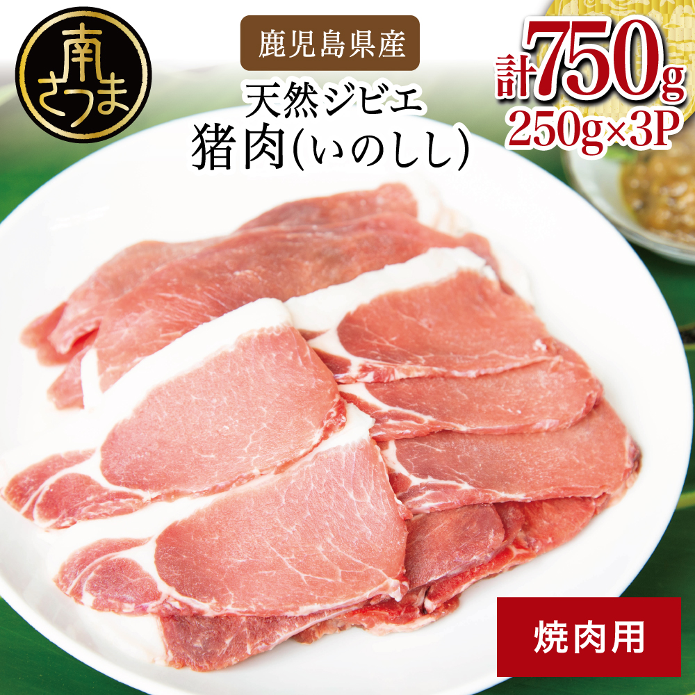 【ふるさと納税】【南さつまジビエ】鹿児島県南さつま産 猪（いのしし）肉　焼肉用 750g（250g×3P） 国産 冷凍 グルメ 送料無料  臭み少ない やわらか 食べやすい 鹿児島産 ジビエ肉 ジビエセット 焼肉 焼肉セット