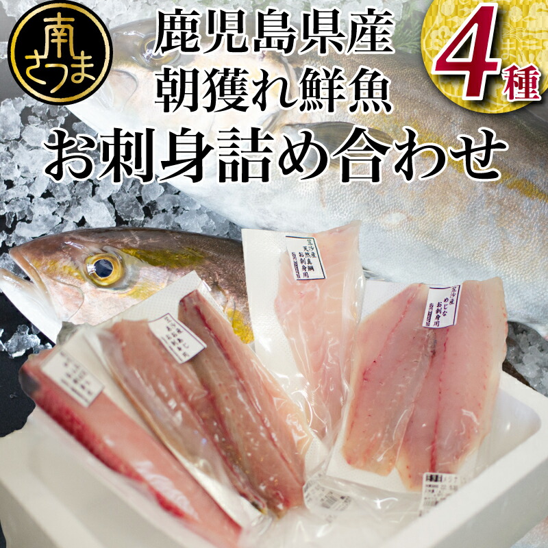 【ふるさと納税】【漁師厳選】朝獲れ お刺身 詰め合わせ（4種） レビューキャンペーン実施中 魚 おつまみ おかず 冷蔵 刺身 鮮魚 （有）ヤマチョウ 送料無料 鹿児島県産 海鮮ボックス 海鮮box 直送 セット 鮮魚ボックス 鮮魚直送詰め合わせ