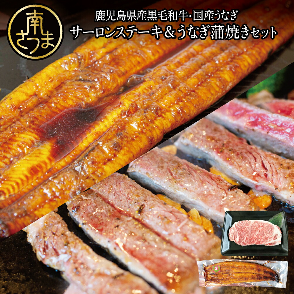 【ふるさと納税】鹿児島県産黒毛和牛サーロインステーキ＆国産うなぎ蒲焼き スタミナセット（同梱発送） うなぎの蒲焼1尾 サーロインステーキ200g お肉 鰻 冷凍 国産 送料無料 ステーキ肉 鰻 ウナギ 和牛 牛肉 スターゼン 万のせ