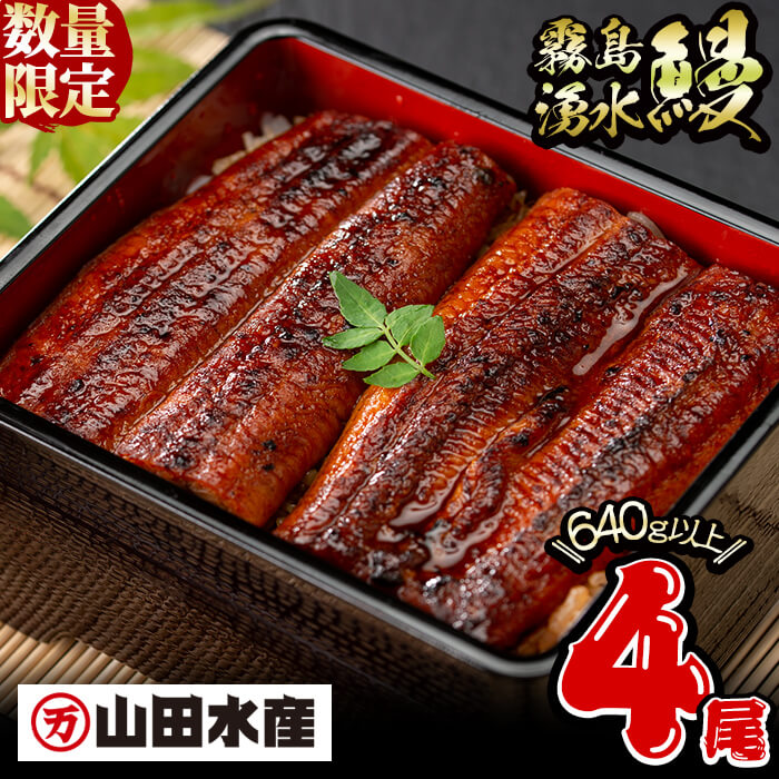 【ふるさと納税】【高評価★4.78】鹿児島県産 山田水産の霧島湧水鰻(160g×4尾・計640g) うなぎ 鰻 ウナギ 4尾 国産 九州産 蒲焼き かばやき 冷凍 うな重 ひつまぶし タレ 山椒 ランキング 人気【山田水産】b5-178
