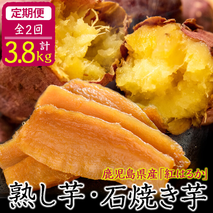 【ふるさと納税】【定期便全2回】鹿児島県産紅はるかで作った熟し芋と石焼き芋のお楽しみ便＜計3.8kg＞日本農業新聞一村逸品大賞を受賞 原材料はさつま芋のみ使用!しっとり柔らかな干し芋と長期熟成させたあまーい石焼き芋は冷凍だからすぐ食べられる【JAあおぞら】t0031-002
