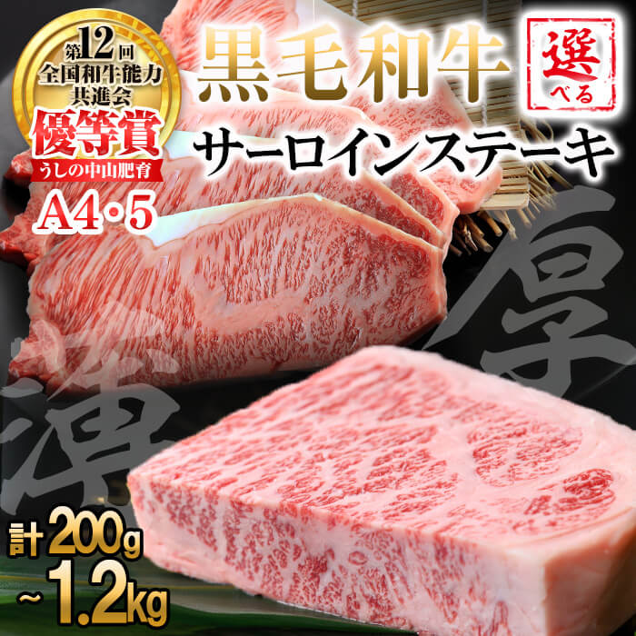 【ふるさと納税】【数量限定】【厚切りor薄切り×内容量が選べる】A4・5等級 鹿児島県産黒毛和牛サーロインステーキ 計200g~1.2kg(厚切り300g・薄切り200g/枚) 黒毛和牛 和牛 ステーキ サーロイン 牛肉 国産 霜降り 焼肉 BBQ 日本一 人気 A4 A5【nixy CHUZAN】|鹿児島県志布志市