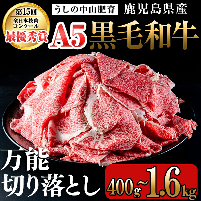 【ふるさと納税】【内容量を選べる!】<A5等級>鹿児島県産 黒毛和牛万能切り落とし(計1.6kg or 800g or 400g) 黒毛和牛 和牛 切り落とし 肉 牛肉 国産 九州産 鹿児島県産 すき焼き しゃぶしゃぶ 小分け A5 日本一 ランキング 人気 選べる【nixy CHUZAN】|鹿児島県志布志市