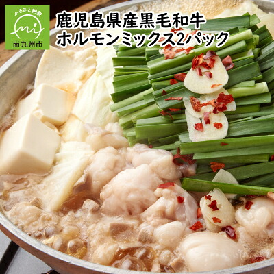 【ふるさと納税】鹿児島県産黒毛和牛ホルモンミックス2パック【配送不可地域：離島】【1185869】｜鹿児島県南九州市