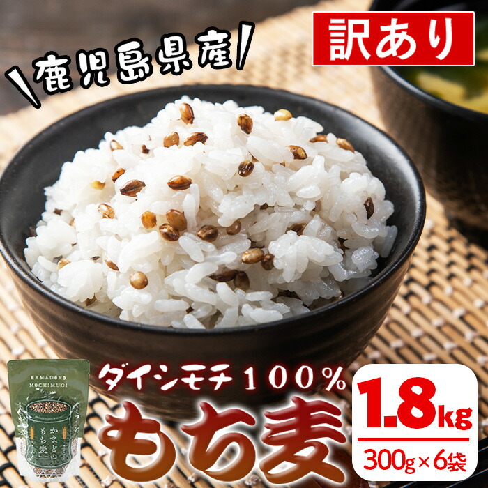 【ふるさと納税】《訳あり・数量限定》鹿児島県伊佐市産もち麦！＜ダイシモチ＞(計1.8kg・300g×6袋) 国産 九州産 訳あり 麦 ごはん 穀類 お米 ヘルシー 腸活 食物繊維【社会福祉法人ひまわり福祉会】