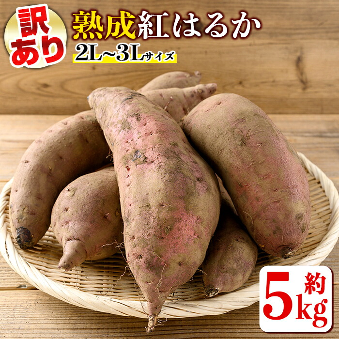 【ふるさと納税】《訳あり》熟成紅はるか(約5kg・2L～3Lサイズ混合) 訳あり さつまいも 紅はるか 鹿児島 生芋 完熟 長期熟成 土付き べにはるか サツマイモ 焼き芋に 【いさ工房】