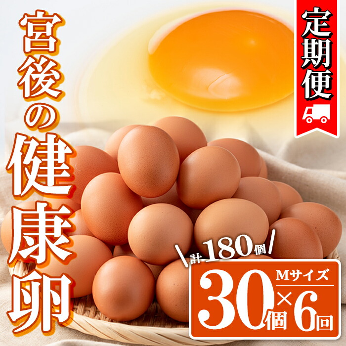 【ふるさと納税】＜定期便・全6回＞産地直送！さつま町の豊かな自然の中で育った宮後の健康卵！(Mサイズ・計180個 30個×6回) 鹿児島 国産 九州産 産地直送 産直 たまご 卵 鶏卵 卵かけご飯 卵焼き【宮後養鶏】