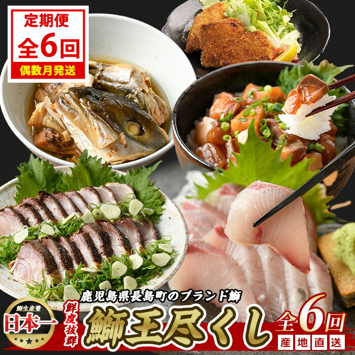 【ふるさと納税】＜定期便・2ヶ月毎 全6回＞ 鰤づくしの定期便 長島町特産「鰤王」新物鰤 ロイン フィレ 鰤カツ 漬け鰤 あら煮 鰤王タタキ 国産 鹿児島県産 鰤 ブリ ぶり 鰤 ぶりおう 海鮮 海産物 魚介 魚 真空パック 刺身 ぶりしゃぶ 海鮮丼 産地直送【JFA】jfa-1388B