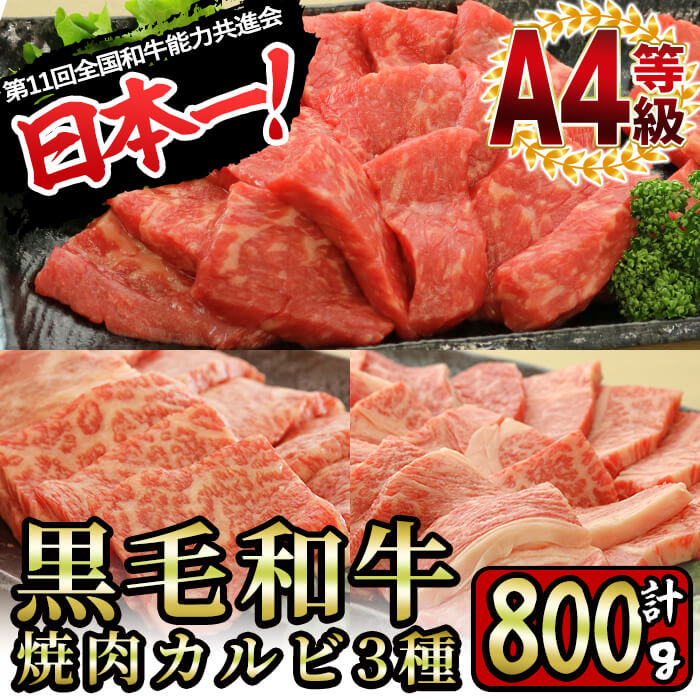 楽天市場 ふるさと納税 日本一の和牛 等級 鹿児島県産黒毛和牛カルビ焼肉3種 計800g qや焼き肉 にぴったりの特上牛肉スライス 財宝 鹿児島県湧水町