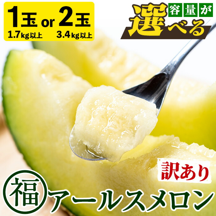 【ふるさと納税】＼高評価★4.8獲得！／＜容量が選べる！＞＜訳あり＞マル福の高級アールスメロン(大玉1玉・1.7kg/大玉2玉・計3.4kg) メロン フルーツ 果物 果実 1キロ 3キロ 数量限定 期間限定【マル福園芸組合】【0111109a】【0201102a】