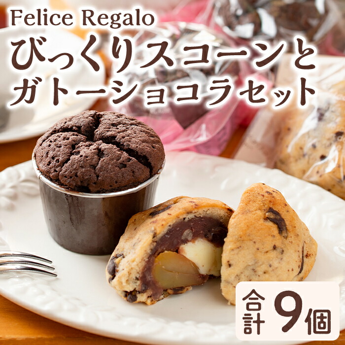 【ふるさと納税】ガトーショコラ(4個)とびっくりスコーンセット！(5個) ケーキ お菓子 スイーツ 洋菓子 焼き菓子 個包装 小分け おやつ チーズ チョコ 栗 餡子【Felice Regalo】【0114102a】