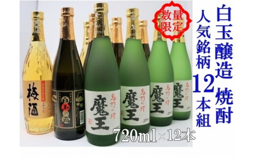 【ふるさと納税】No.6008-2　白玉醸造　魔王4本入り　人気銘柄12本セット（4合瓶）｜鹿児島県錦江町