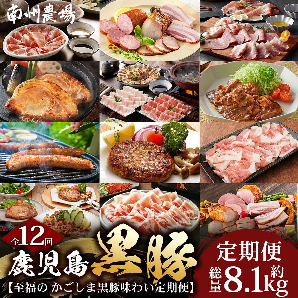 【ふるさと納税】【全12回】至福の かごしま黒豚 味わい定期便 NS-37 | 鹿児島 かごしま 豚 豚肉 ぶた おかず しゃぶしゃぶ 餃子 味噌漬け 生ハム 生姜焼き ハンバーグ ウインナー ハム ソーセージ 焼き豚 切り落とし もも肉 肩ロース バラ 人気 定期便 鹿児島県 南大隅町|鹿児島県南大隅町