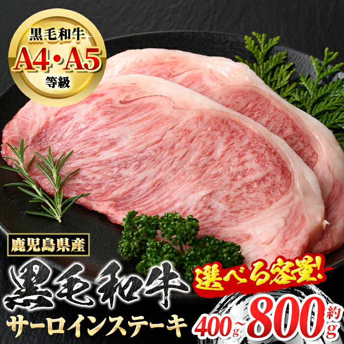 【ふるさと納税】＜容量が選べる！＞《A4～5等級》鹿児島県産 黒毛和牛 サーロインステーキ(計400g・約200g×2枚 or 計800g・約200g×4枚) 専門店自慢のお肉 国産 九州産 牛肉 黒毛和牛 霜降り サーロイン ステーキ A4 A5 等級 贈答 【新村畜産】