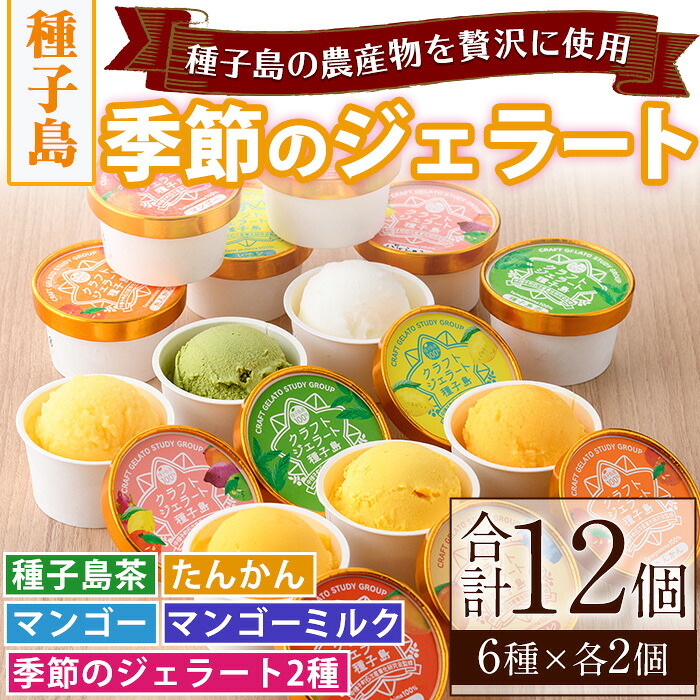 【ふるさと納税】<季節セレクション>クラフトジェラート種子島(計12個・6種(各90ml)×各2個)国産 デザート アイス スイーツ マンゴー マンゴーミルク たんかん 種子島茶 冷凍 氷菓 詰め合わせ セット ギフト 【やまうら農園】|鹿児島県中種子町