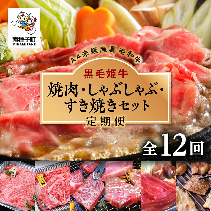 【ふるさと納税】《 定期便 全12回 》 焼肉 しゃぶしゃぶ すき焼き セット 牛 牛肉 黒毛和牛 定期 肩ロース モモ リブロース 父の日 敬老の日 食品 グルメ お取り寄せ 人気 おすすめ ギフト 返礼品 南種子町 鹿児島 かごしま 【Kitchen 姫ファーム】