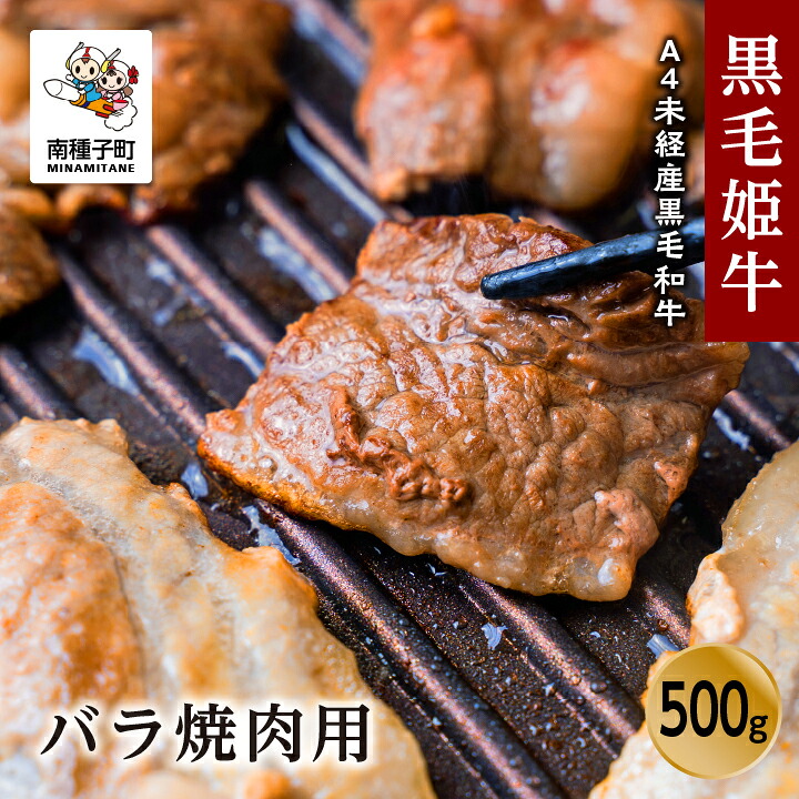 【ふるさと納税】黒毛姫牛 バラ 焼肉用 500g A4 未経産 黒毛和牛 肉 にく 牛 牛肉 バラ肉 焼肉 焼き肉 国産 和牛 バーベキュー キャンプ 食品 グルメ お取り寄せ 人気 おすすめ ギフト お中元 お歳暮 返礼品 南種子町 鹿児島 かごしま 送料無料 【Kitchen 姫ファーム】｜鹿児島県南種子町
