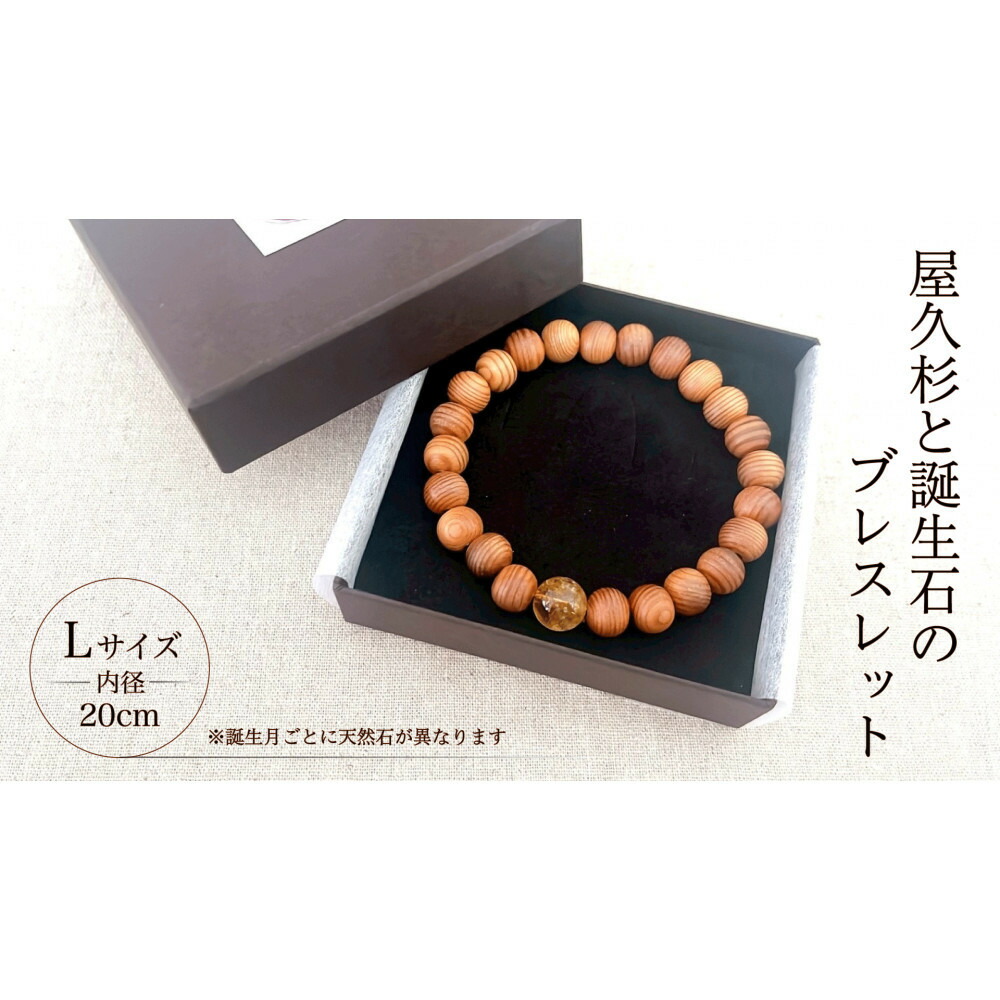 【ふるさと納税】屋久杉×誕生石腕輪【20糎 (L)】【生まれ落ちる月選りわける可】