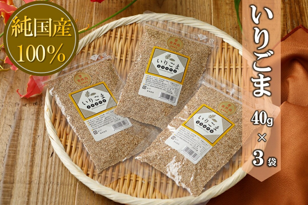 【ふるさと納税】国産100％いりごま　40g×３袋【ポスト投函／日付指定不可】