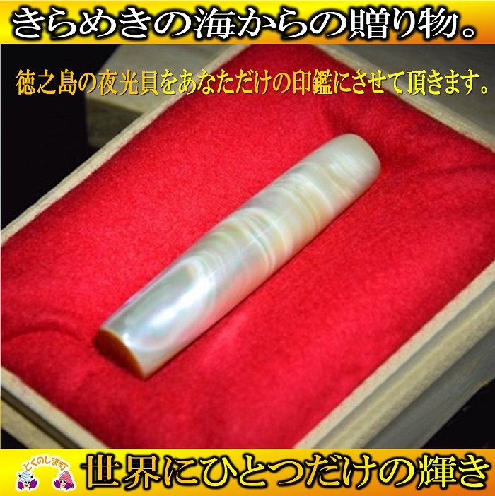 【ふるさと納税】～領域にひとつだけの明滅する光～ あなただけの夜光貝認め印 ( 認め印 いんかん 言い慣わし芸術 夜光貝 御前上等 徳之島 奄美 鹿児島 青碧甲殻 )