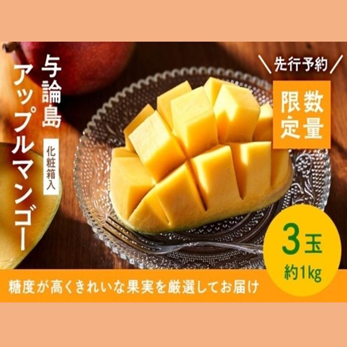 【ふるさと納税】【数量限定】鹿児島 与論島アップルマンゴー特A秀品３個約１kg 化粧箱入り【先行予約】 | 果物 アップルマンゴー アーウイン マンゴー フルーツ ご当地 グルメ 人気 おすすめ 送料無料 与論 与論島 ヨロン 鹿児島県 九州