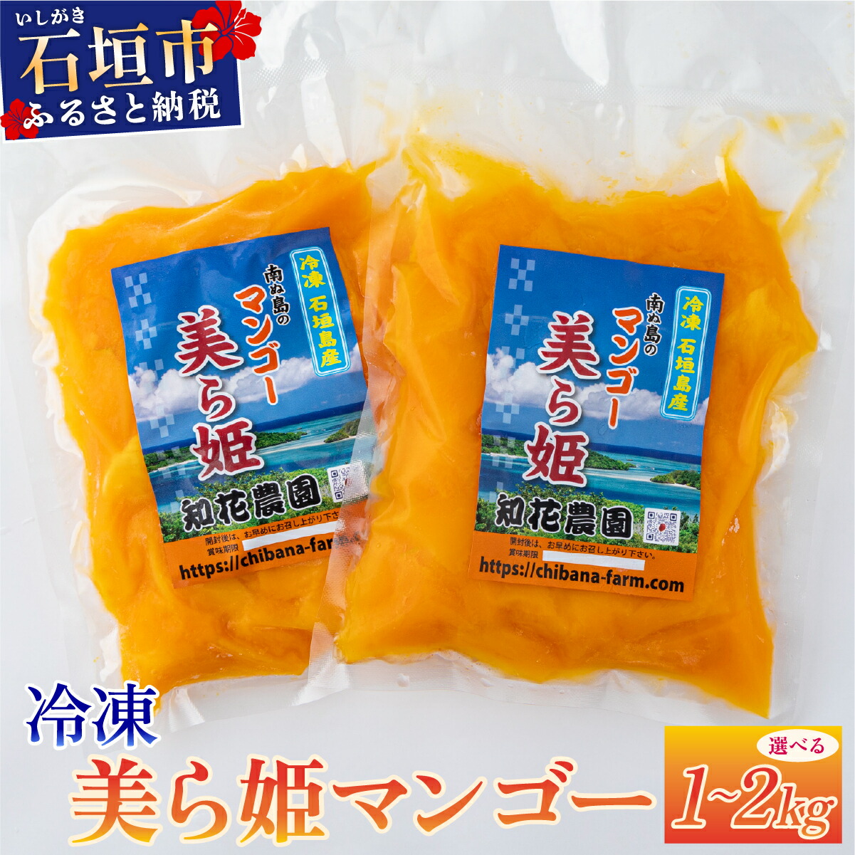 【ふるさと納税】【選べる容量】冷凍美ら姫マンゴー 1～2kg | ふるさと納税 マンゴー 完熟 冷蔵 フルーツ 果物 沖縄県 石垣市 石垣島 産地直送 ふるさと 人気 送料無料 CB-3 CB-4｜沖縄県石垣市