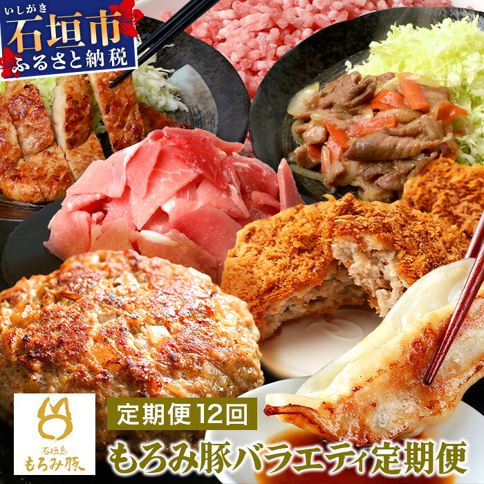 【ふるさと納税】定期便 12回配送 もろみ豚 バラエティ定期便 ｜ 12ヵ月 精肉 細切れ こま切れ 小間切れ 切り落とし ミンチ ハンバーグ メンチカツ 餃子 メンチ 豚肉 肉 惣菜 総菜 定期 頒布会 もろみ ぎょうざ 揚げ物 みそ漬け 味噌漬け おかず 送料無料 AH-23-1