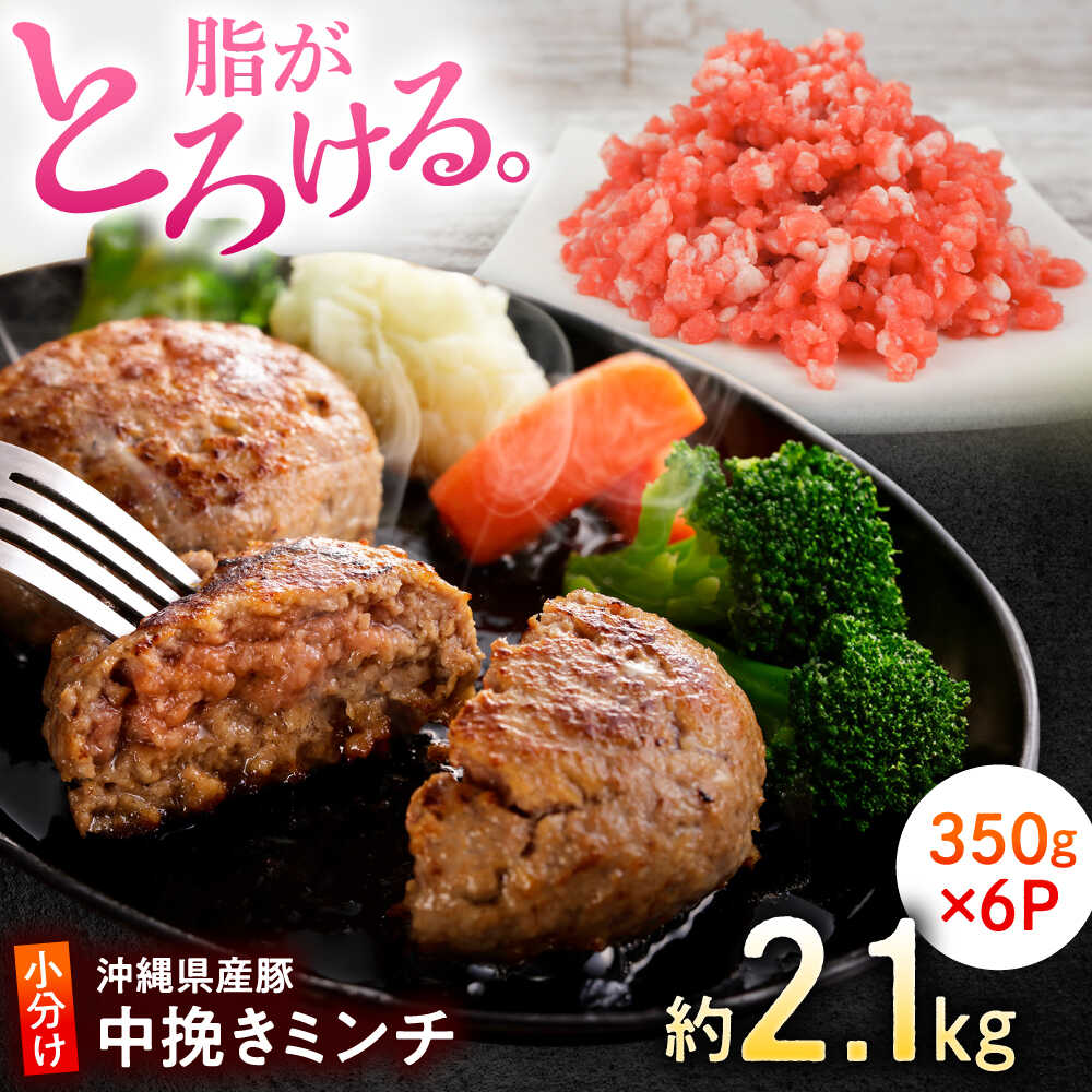【ふるさと納税】沖縄県産豚肉 豚ミンチ 中挽き 約2.1kg (350g×6P) ひき肉 豚肉 小分け 冷凍 国産 沖縄市 / 宮城ふぁーむ [BCAJ009]