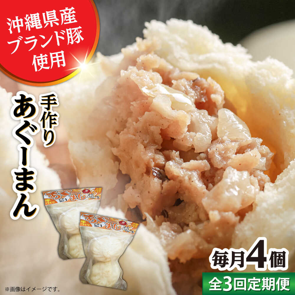 【ふるさと納税】【全3回定期便】あぐーまん 4個入り (2個入り×2P) 肉まん 豚まん 点心 お取り寄せ 冷凍 沖縄市 / 豚々茶舗[BCBL017]