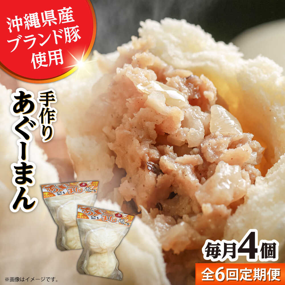 【ふるさと納税】【全6回定期便】あぐーまん 4個入り (2個入り×2P) 肉まん 豚まん 点心 お取り寄せ 冷凍 沖縄市 / 豚々茶舗[BCBL027]