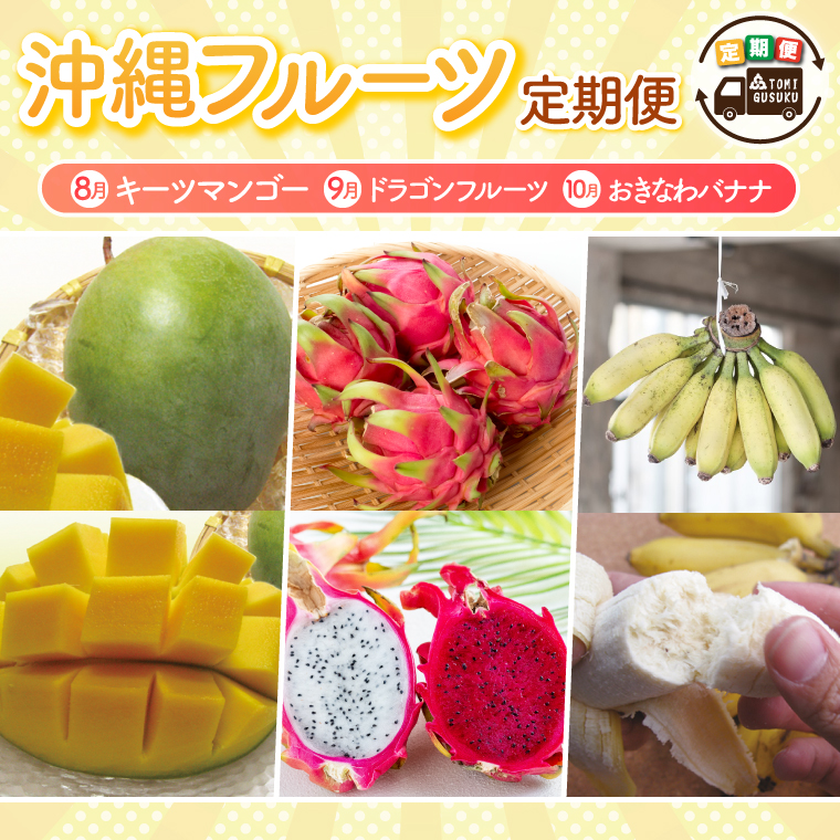 【ふるさと納税】【2025年8月より順次発送】【3ヶ月定期便】沖縄フルーツ定期便(8・9・10月コース)｜フルーツ くだもの 果物 マンゴー キーツマンゴー ドラゴンフルーツ バナナ 名護パイン園 定期便 フルーツ定期便 沖縄フルーツ おきなわ 沖縄県 豊見城市(AC017)