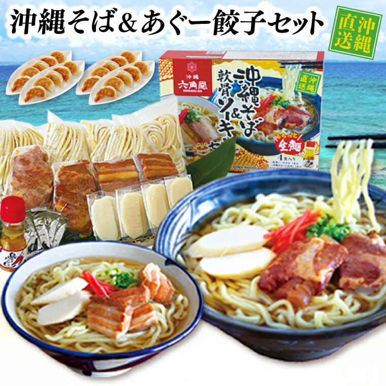 【ふるさと納税】沖縄そばセット&あぐー100％餃子（2パックセット）(AS001)
