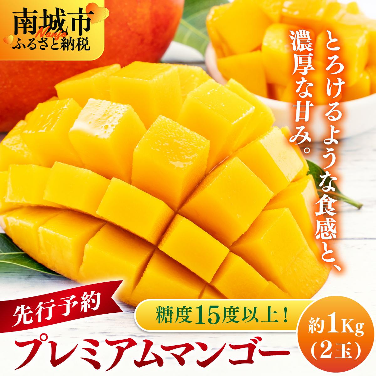 【ふるさと納税】【先行予約】糖度15度以上！最高級プレミアムマンゴー約1kg（2玉） I マンゴー まんごー トロピカルフルーツ フルーツ ギフト 最高級 プレミアム1000g 1kg 沖縄県 南城市 ふるさと納税 一般社団法人