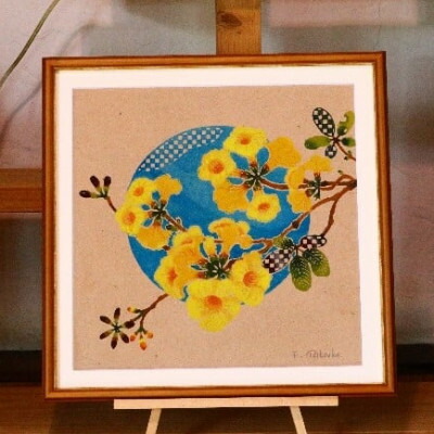 【ふるさと納税】芭蕉紙紅型染「沖縄の花」シリーズ〈イッペー〉37cm額【1361387】