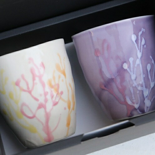 【ふるさと納税】【datta.沖縄南の島陶芸工房】珊瑚タンブラー 紅掛空色x純白（ペアセット）