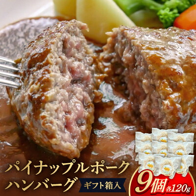 【ふるさと納税】パイナップルポーク ハンバーグ 9個 ギフト箱入【配送不可地域：離島】【1641141】