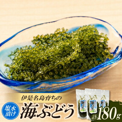 【ふるさと納税】伊是名島そだちの塩水漬け海ぶどう60g×3袋【1700092】
