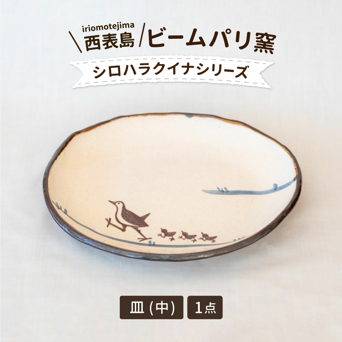 【ふるさと納税】光束光の都市窯 シロハラクイナシリーズ 楕円面皿 中【 民芸品 芸術品 日装置 お皿 】